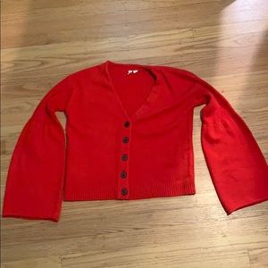 red anthropologie cardigan size xs